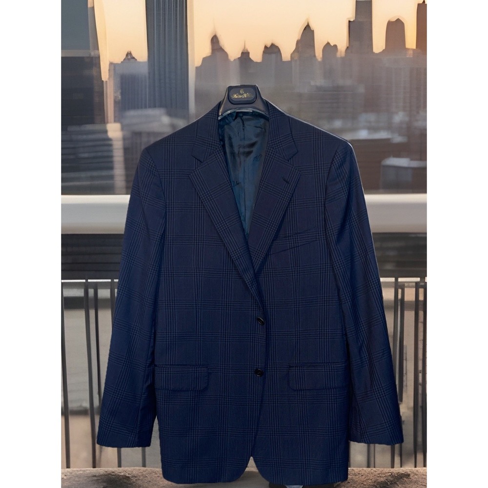 Belvest Blazer Men 46 Gray Windowpane Business Wedding